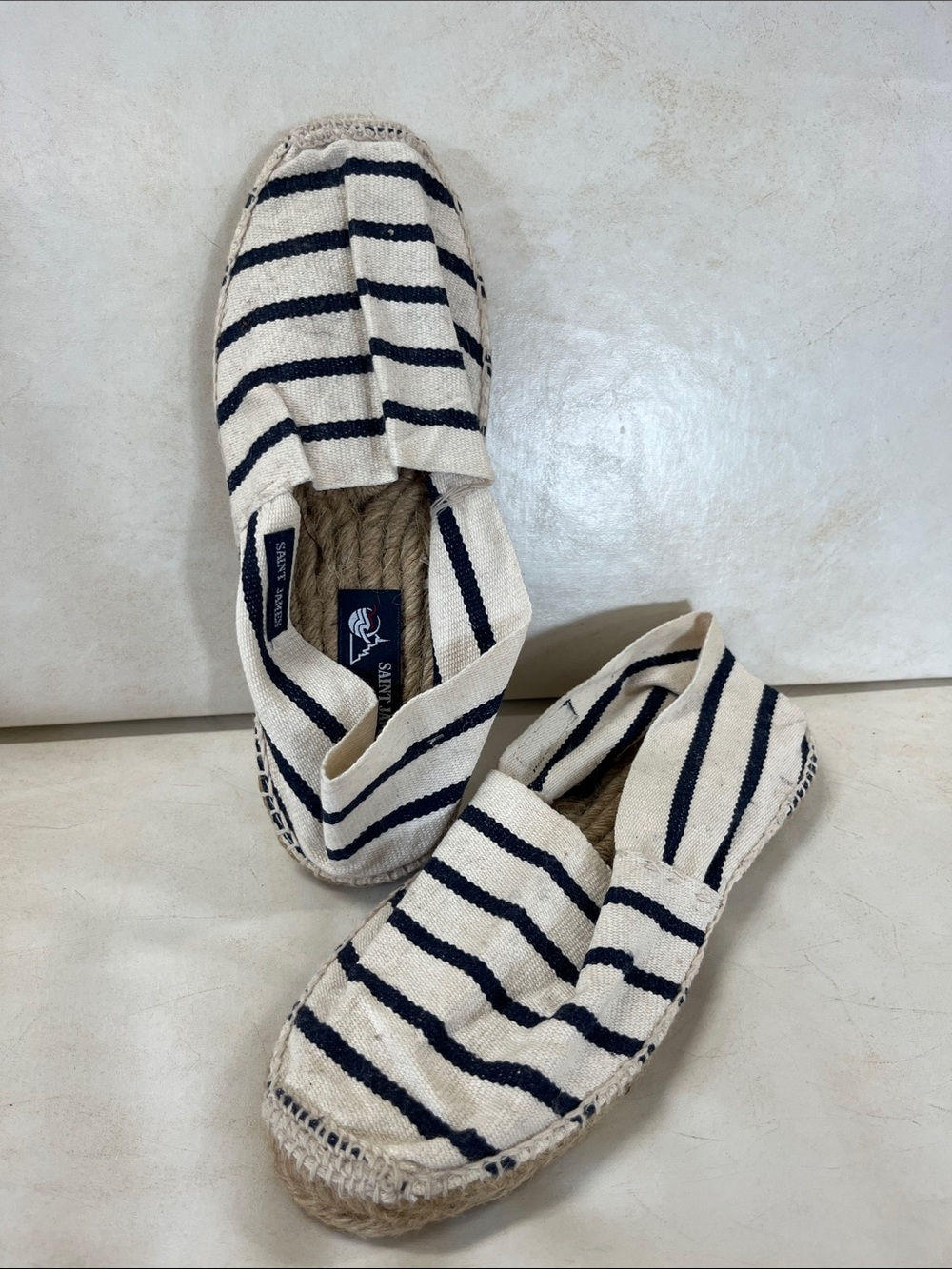 Striped Canvas Espadrilles from Saint James in Navy and Cream